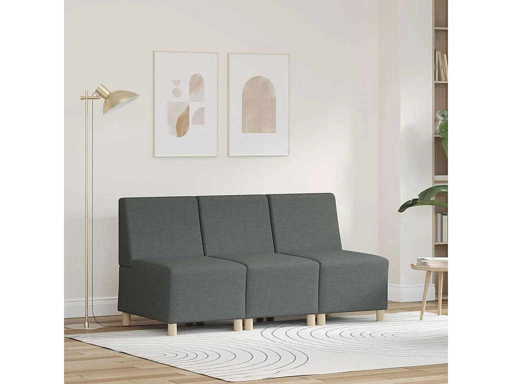 Unité de Sofa Modulaire Sans Accoudoirs 3 pcs Gris foncé