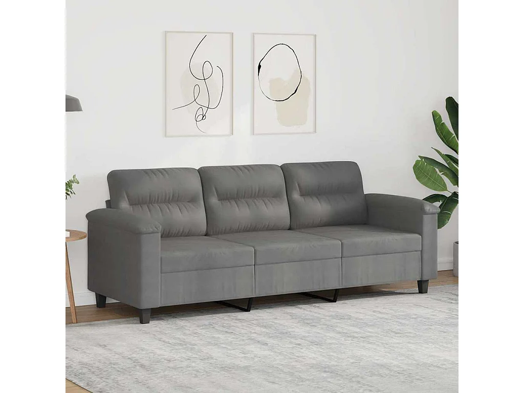 Canapé à 3 places Gris foncé 180 cm Tissu microfibre