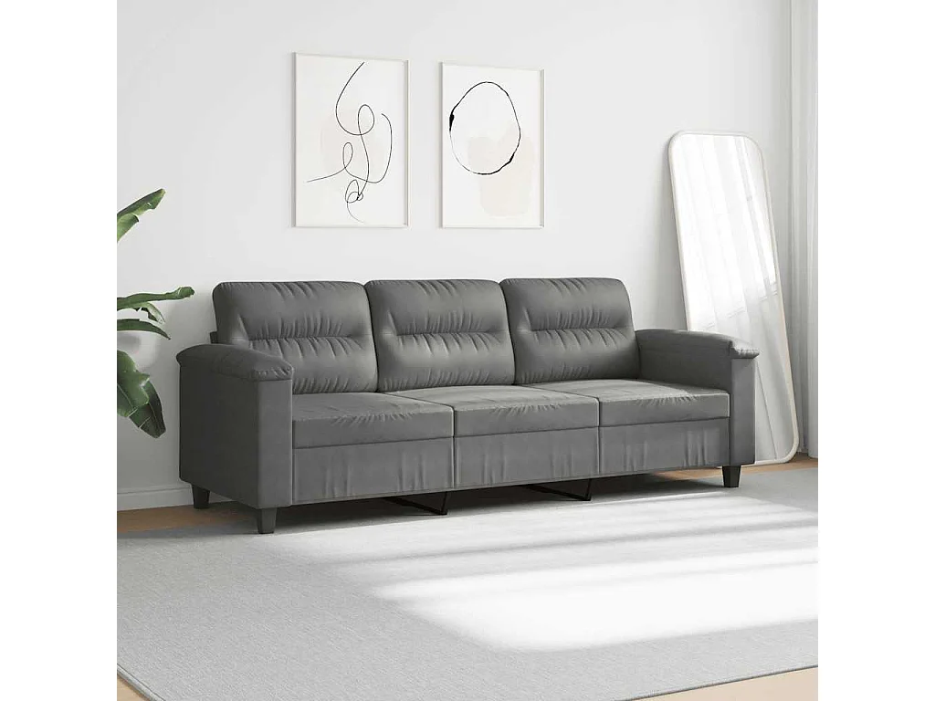 Canapé à 3 places Gris foncé 180 cm Tissu microfibre