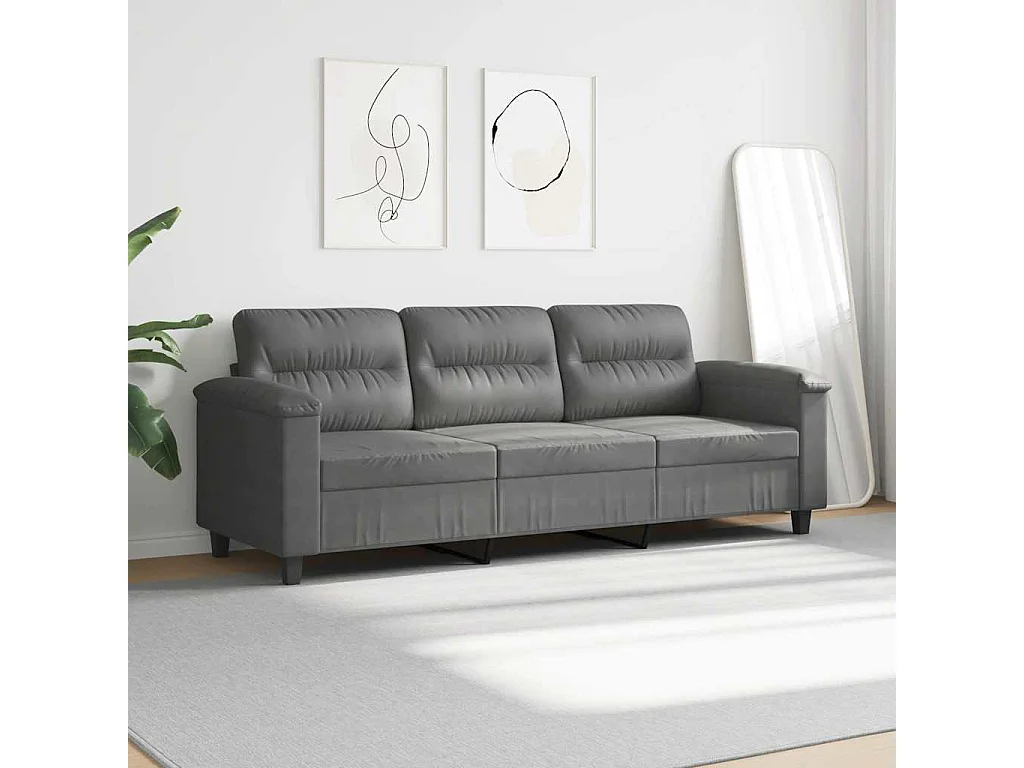 Canapé à 3 places Gris foncé 180 cm Tissu microfibre