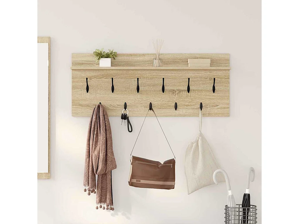 Porte-manteau mural avec étagère Chêne  100 x 40 x 12 cm