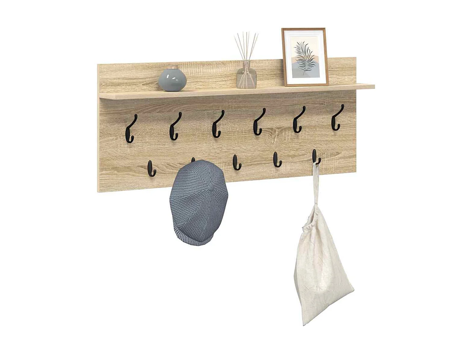 Porte-manteau mural avec étagère Chêne  100 x 40 x 12 cm