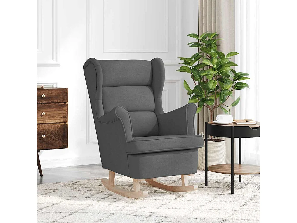 Silla mecedora de tela gris oscuro 74x90x102 cm