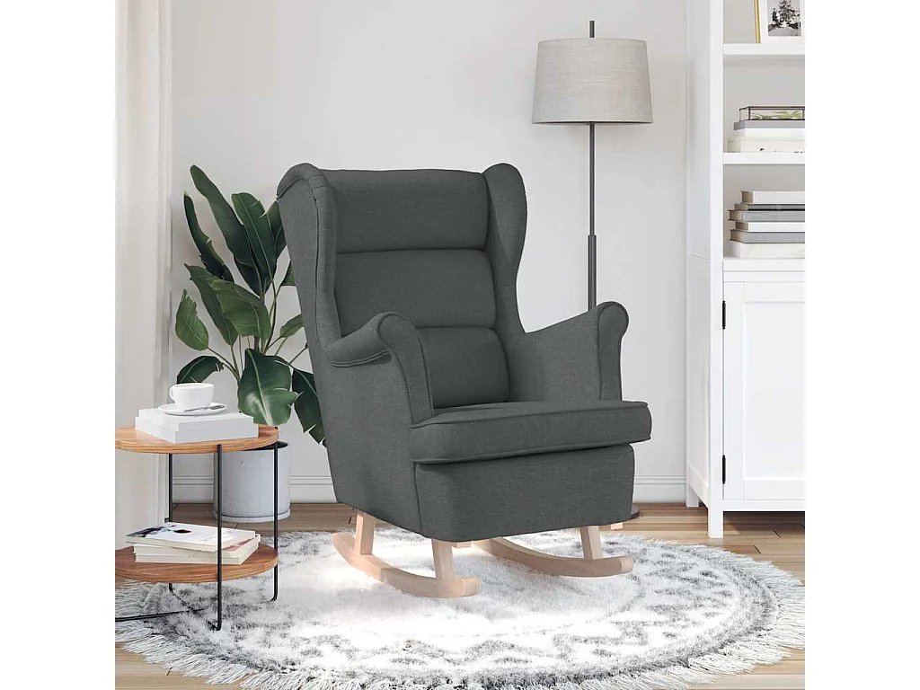 Silla mecedora de tela gris oscuro 74x90x102 cm