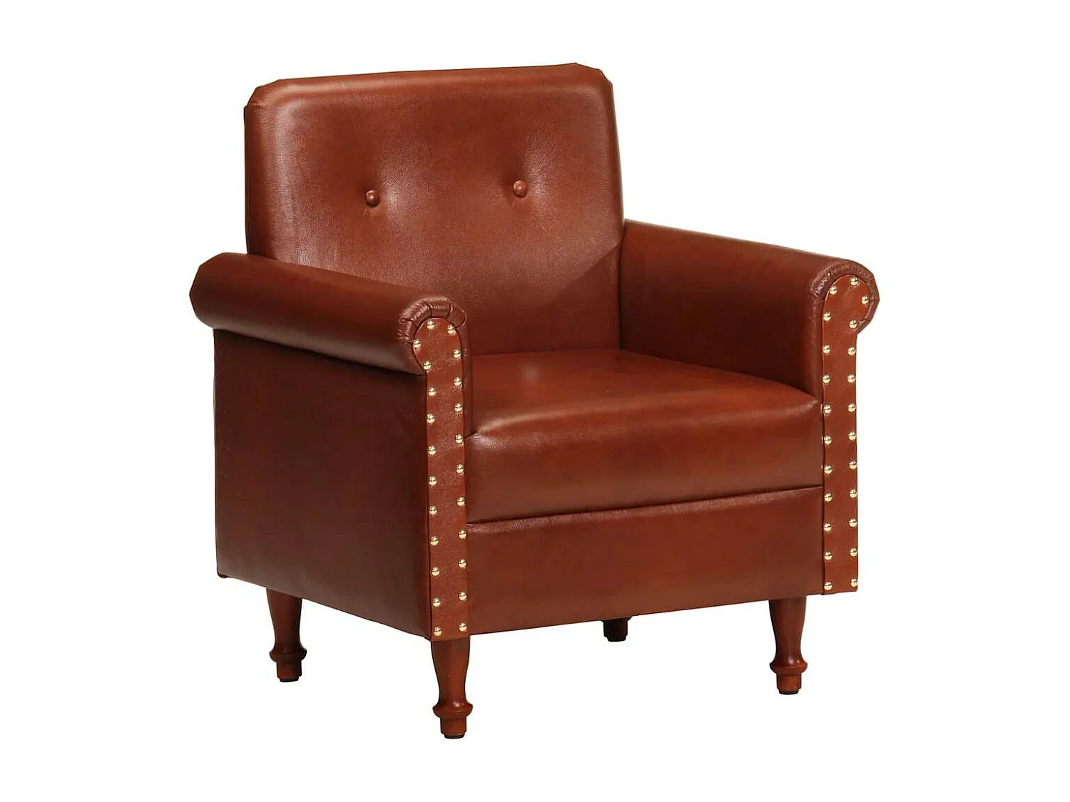 Chaise cabriolet marron cuir véritable