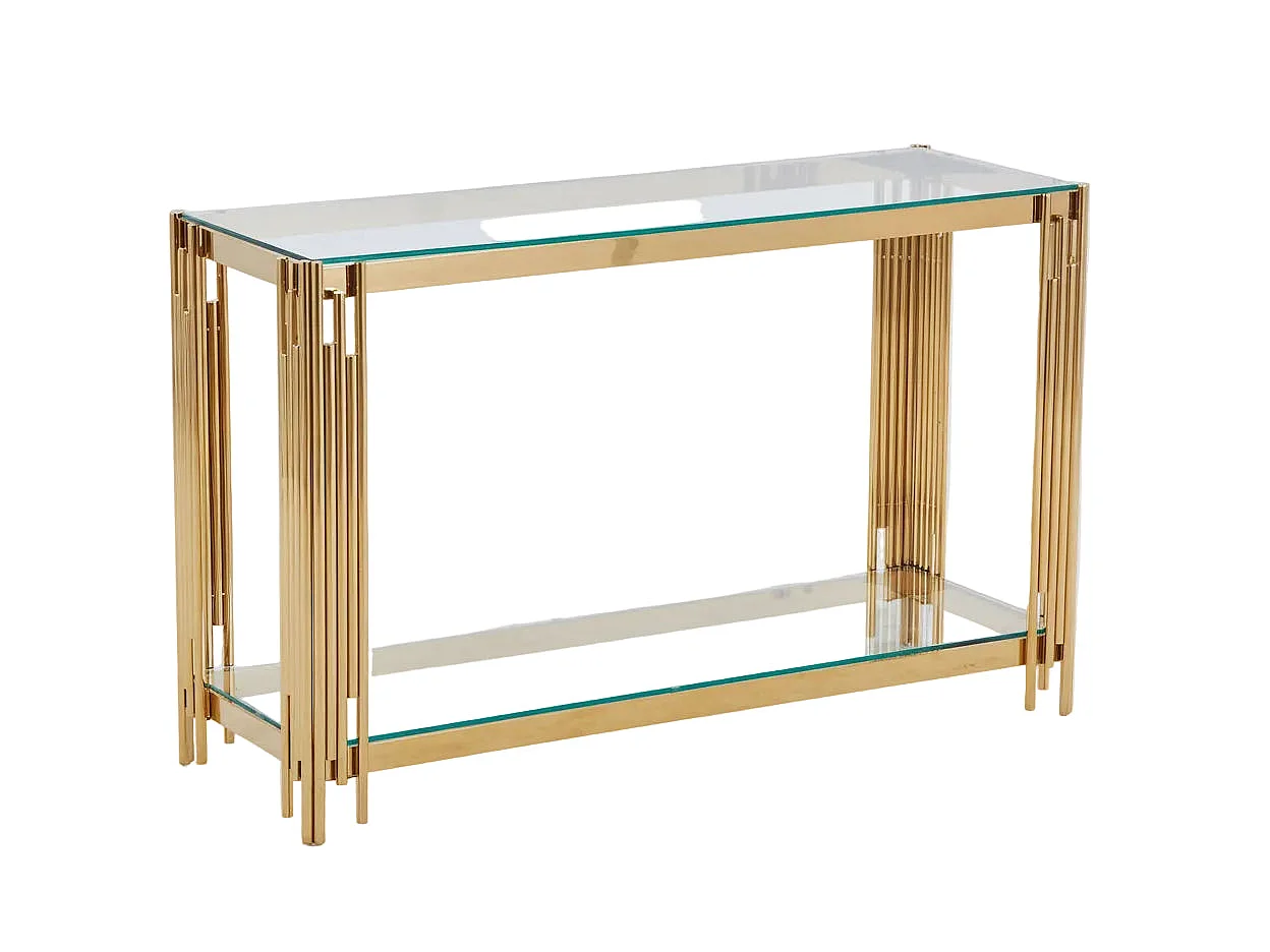 Console gold verre trempé transparent 120x40x78 cm FLUTE