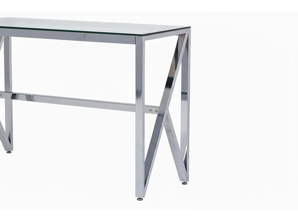 Console métal chrome verre transparent 120x40x78 cm MAJESTIQUE