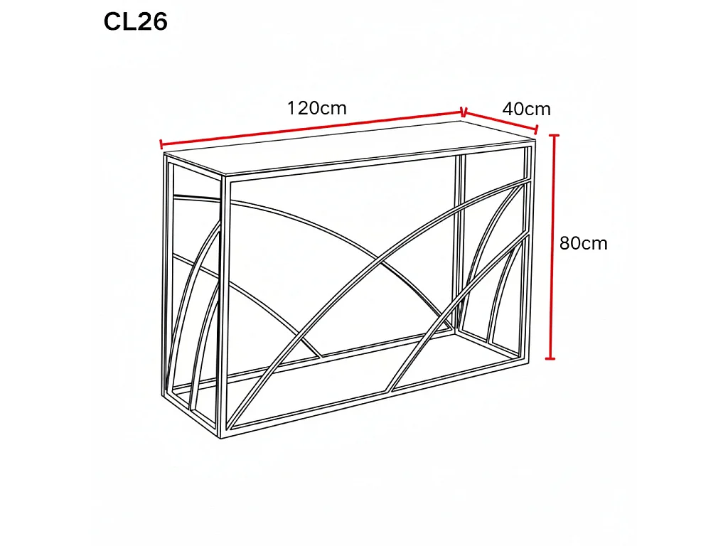 Console métal chrome plateau verre transparent 120x40x78 cm CALVIN