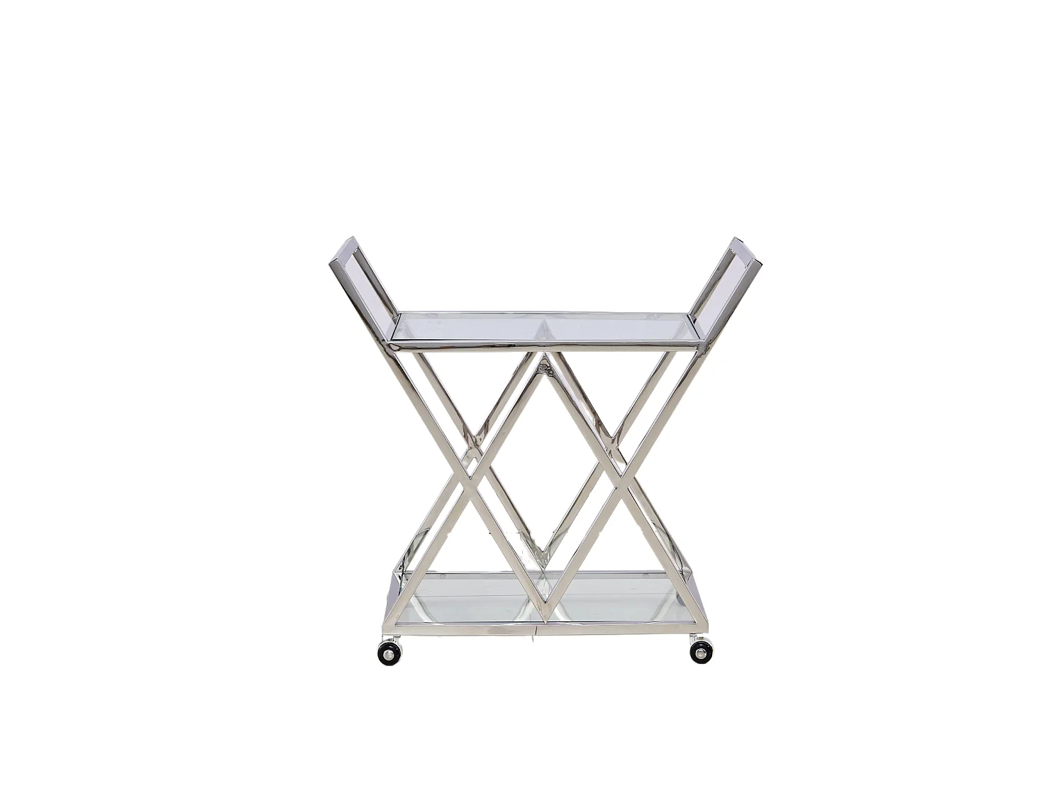 Chariot TRIANGLE Chrome & Verre Transparent – 60x40x75 cm