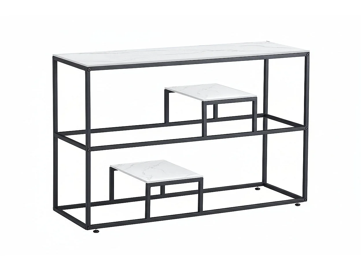 Console métal plateau effet marbre blanc 120 cm ROMY