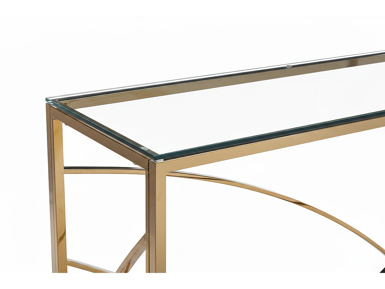 Console métal gold plateau verre transparent 120x40x78 cm - CALVIN