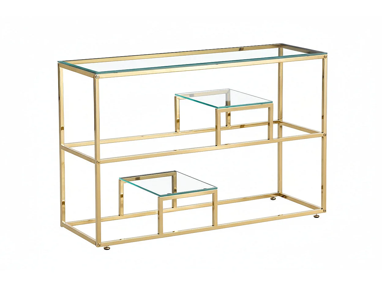 Console métal gold plateau transparent 120x40x78 cm ROMY