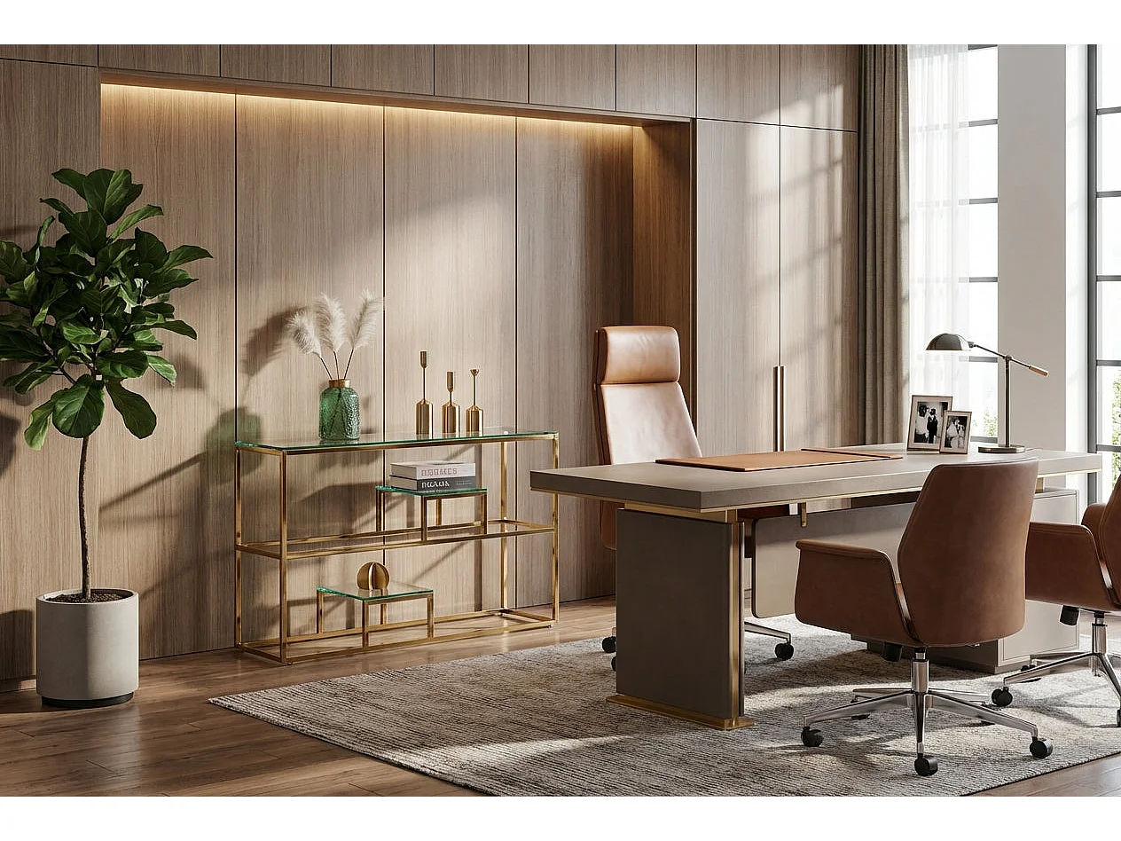 Console métal gold plateau transparent 120x40x78 cm ROMY