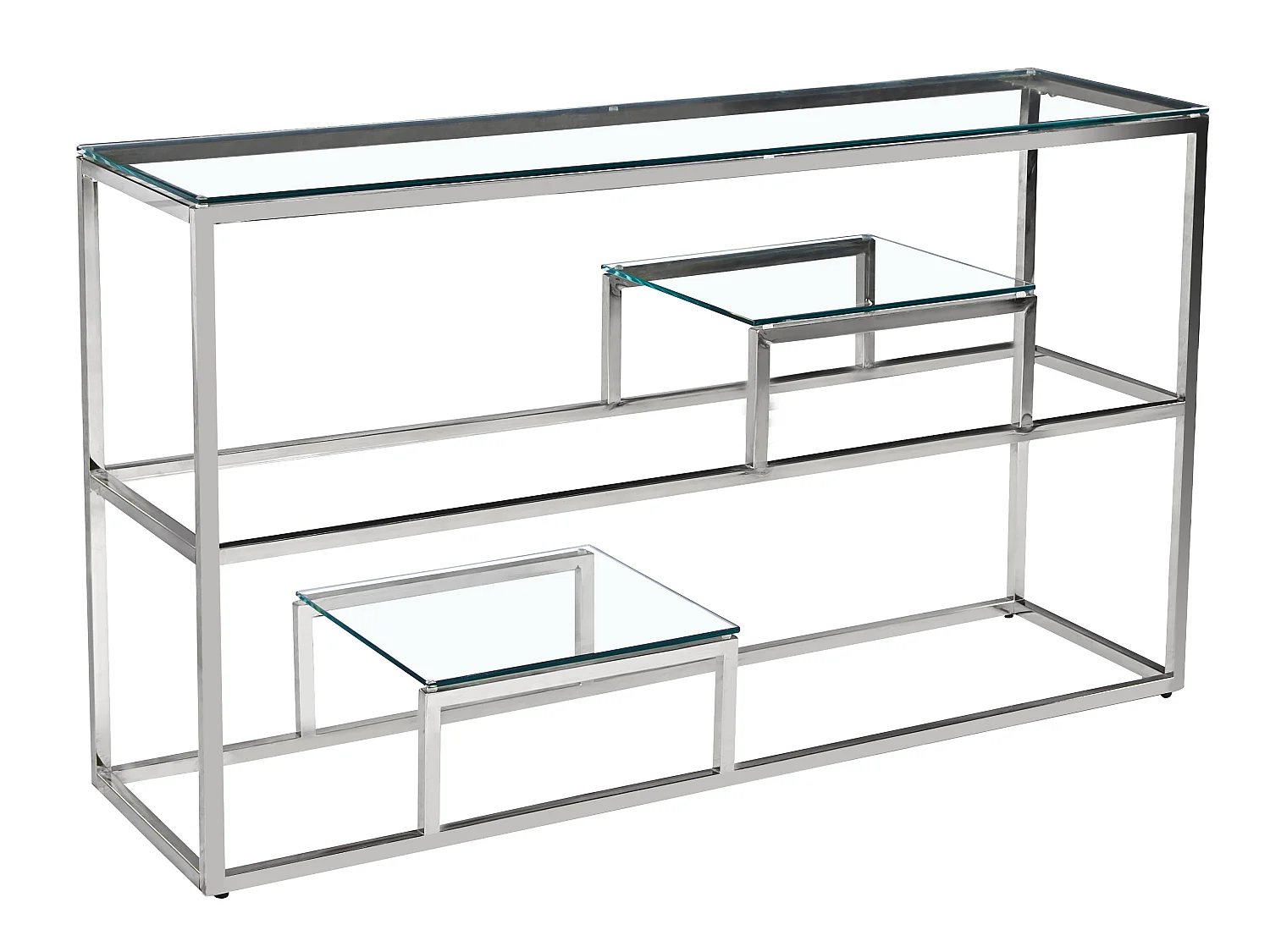 Console métal chrome plateau transparent 120x40x78 cm ROMY
