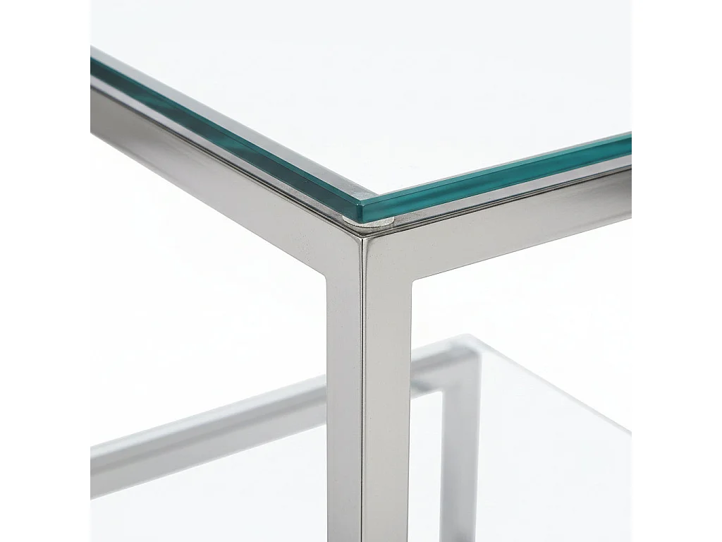 Console métal chrome plateau transparent 120x40x78 cm ROMY