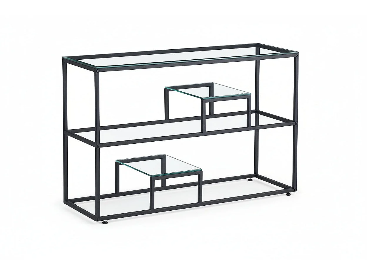 Console métal plateau transparent 120x40x78 cm ROMY