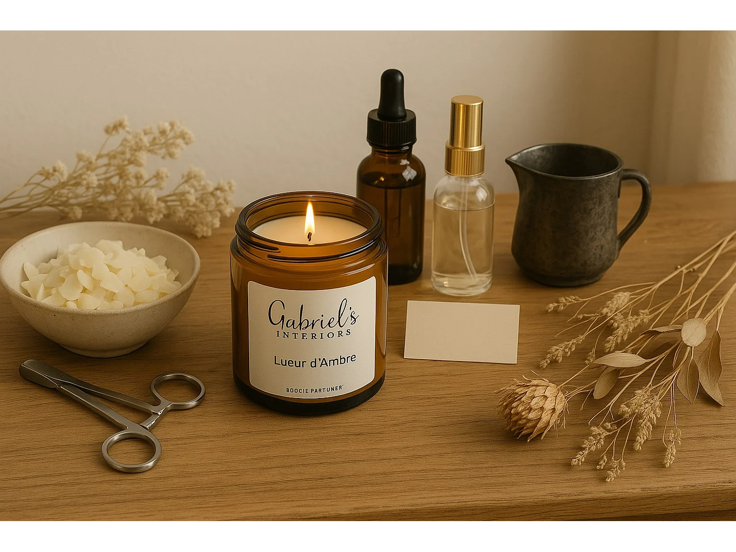 Bougie Parfumée Ambre 200g Cire Soja Artisanale 40h Gabriel's Interiors