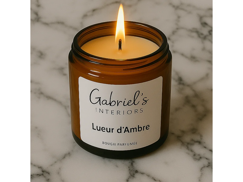Bougie Parfumée Ambre 200g Cire Soja Artisanale 40h Gabriel's Interiors