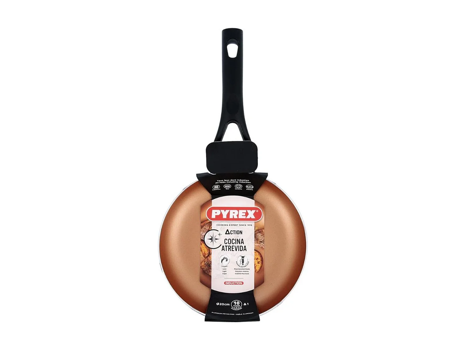 Sartén Action Pyrex aluminio prensado negro/cobre Ø24 cm