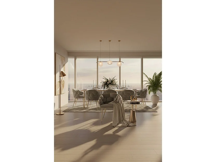 Lot de 2 chaises BALLON pieds Gold - Taupe