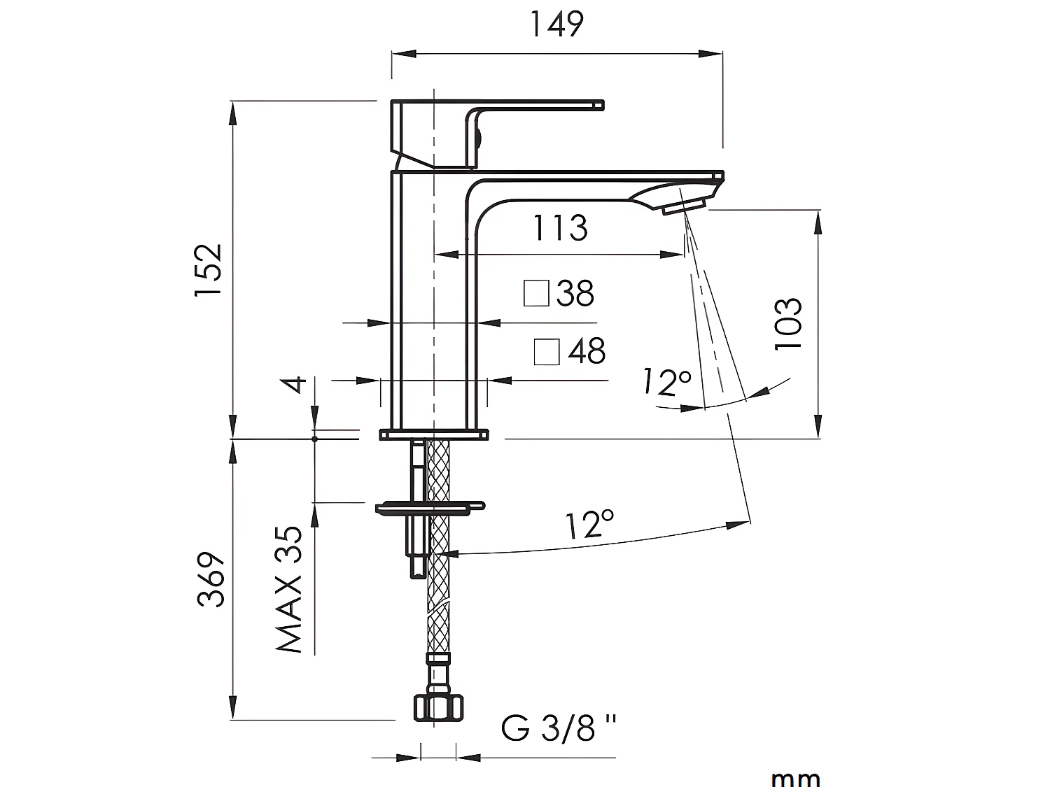 Robinet mitigeur lavabo CUBO  Chromé brillant