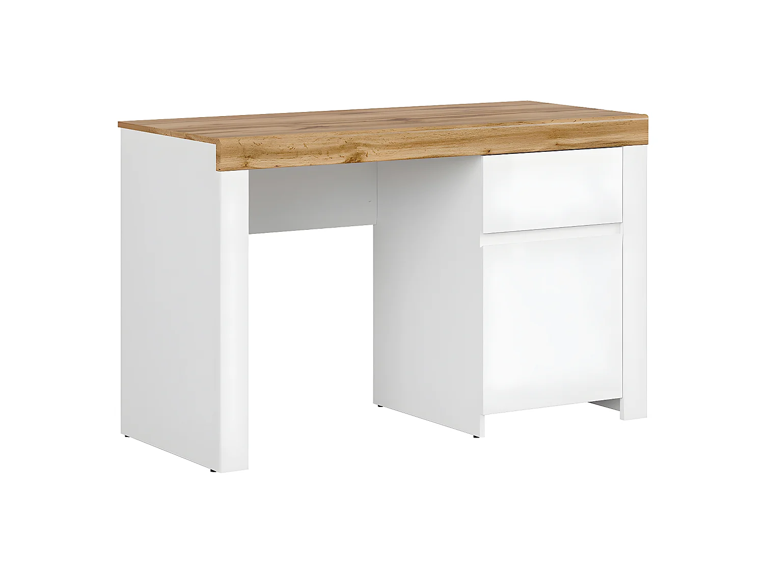 Scrivania 1 anta 1 cassetto Hella bianco e marrone 82cm