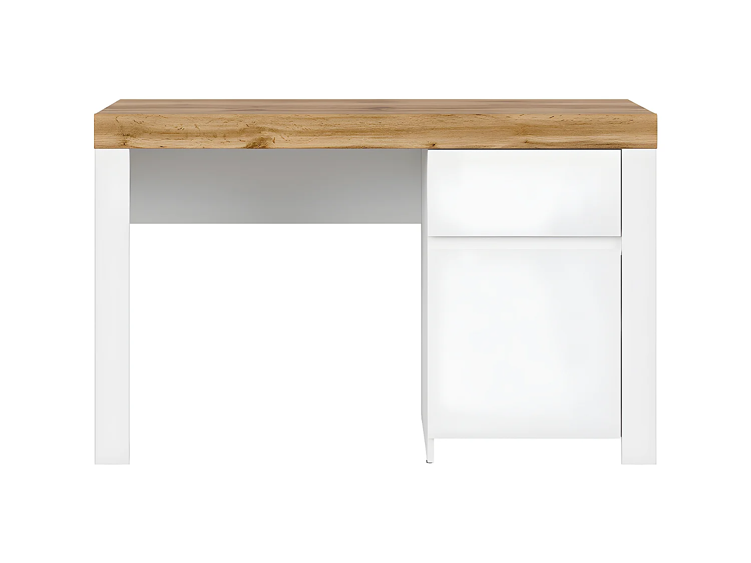 Bureau 1 porte 1 tiroir Hella Blanc et Bois