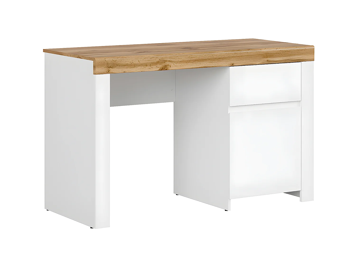 Bureau 1 porte 1 tiroir Hella Blanc et Bois