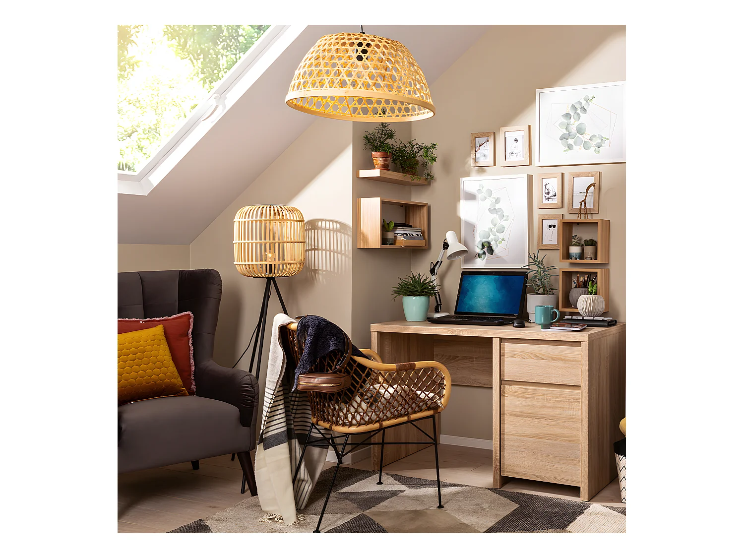 Bureau 1 porte 1 tiroir Soren Bois