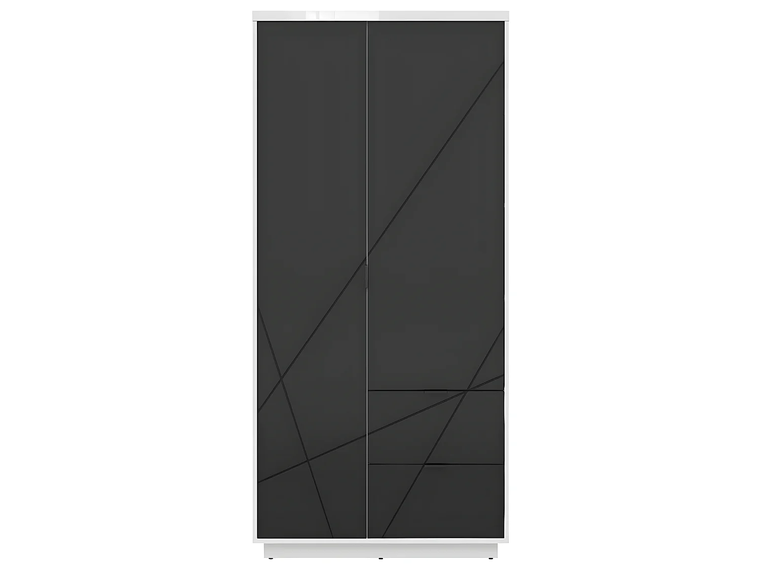 Armoire 2 portes 2 tiroirs Sven Noir et Blanc