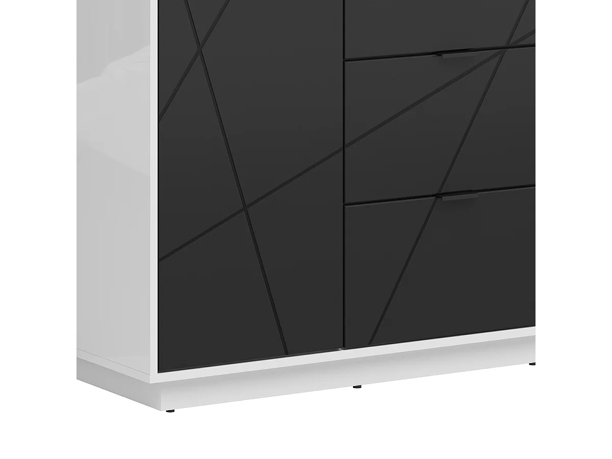 Armoire 2 portes 2 tiroirs Sven Noir et Blanc