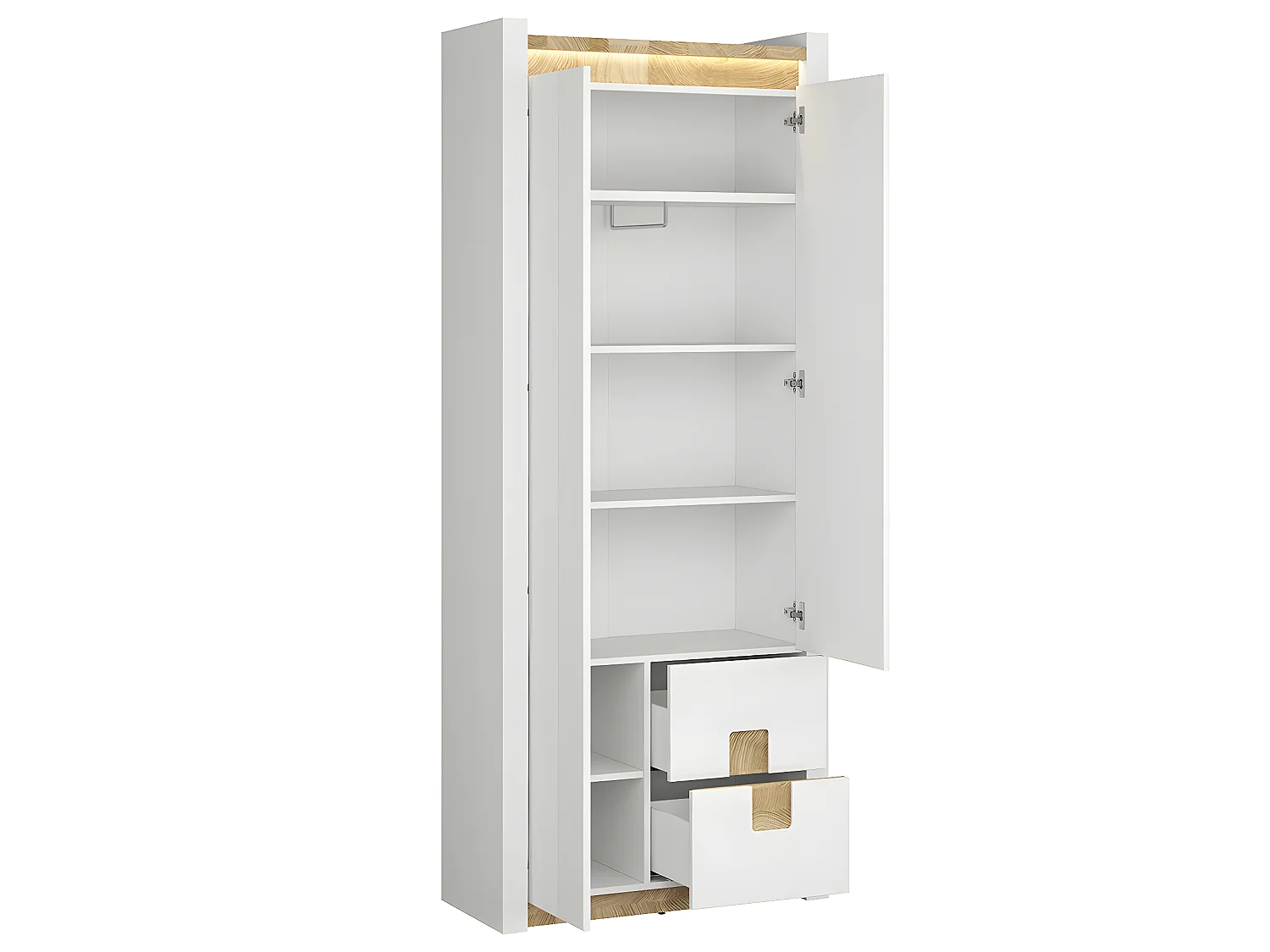 Armadio 2 ante 2 cassetti Helios bianco e marrone 201cm