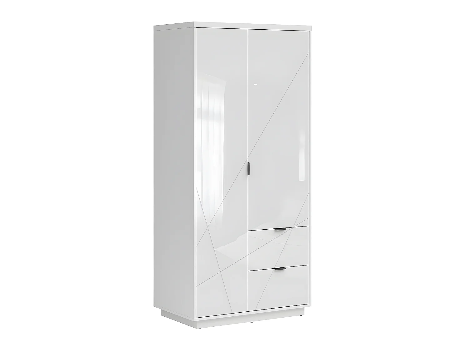 Armoire 2 portes 2 tiroirs Sven Blanc
