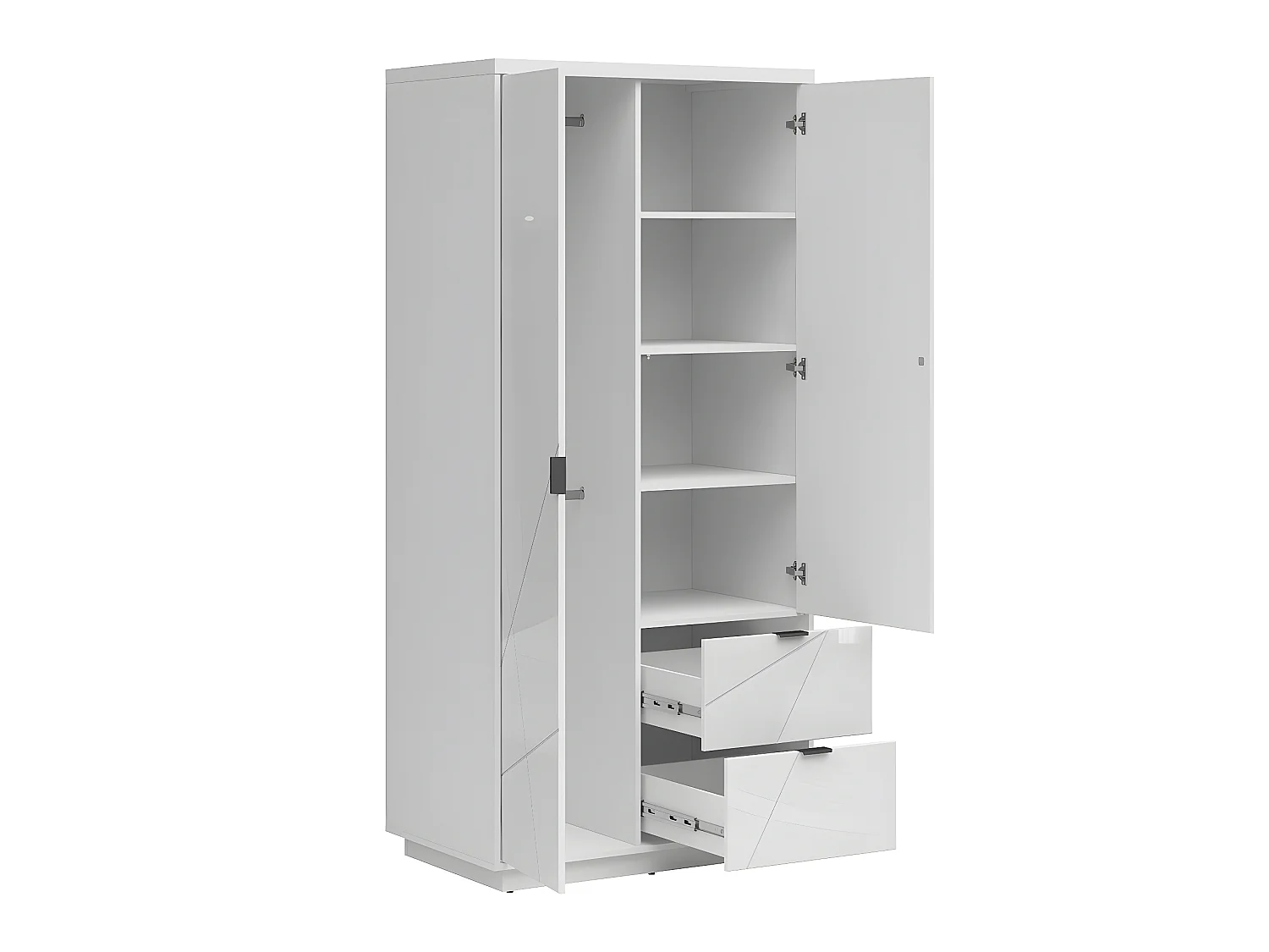 Armoire 2 portes 2 tiroirs Sven Blanc