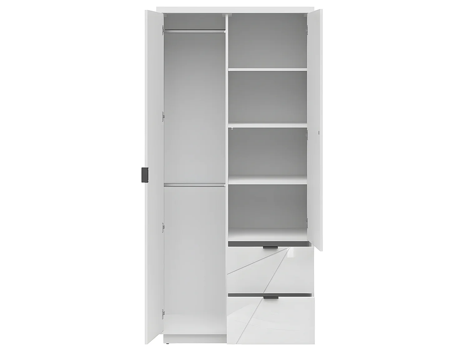 Armoire 2 portes 2 tiroirs Sven Blanc