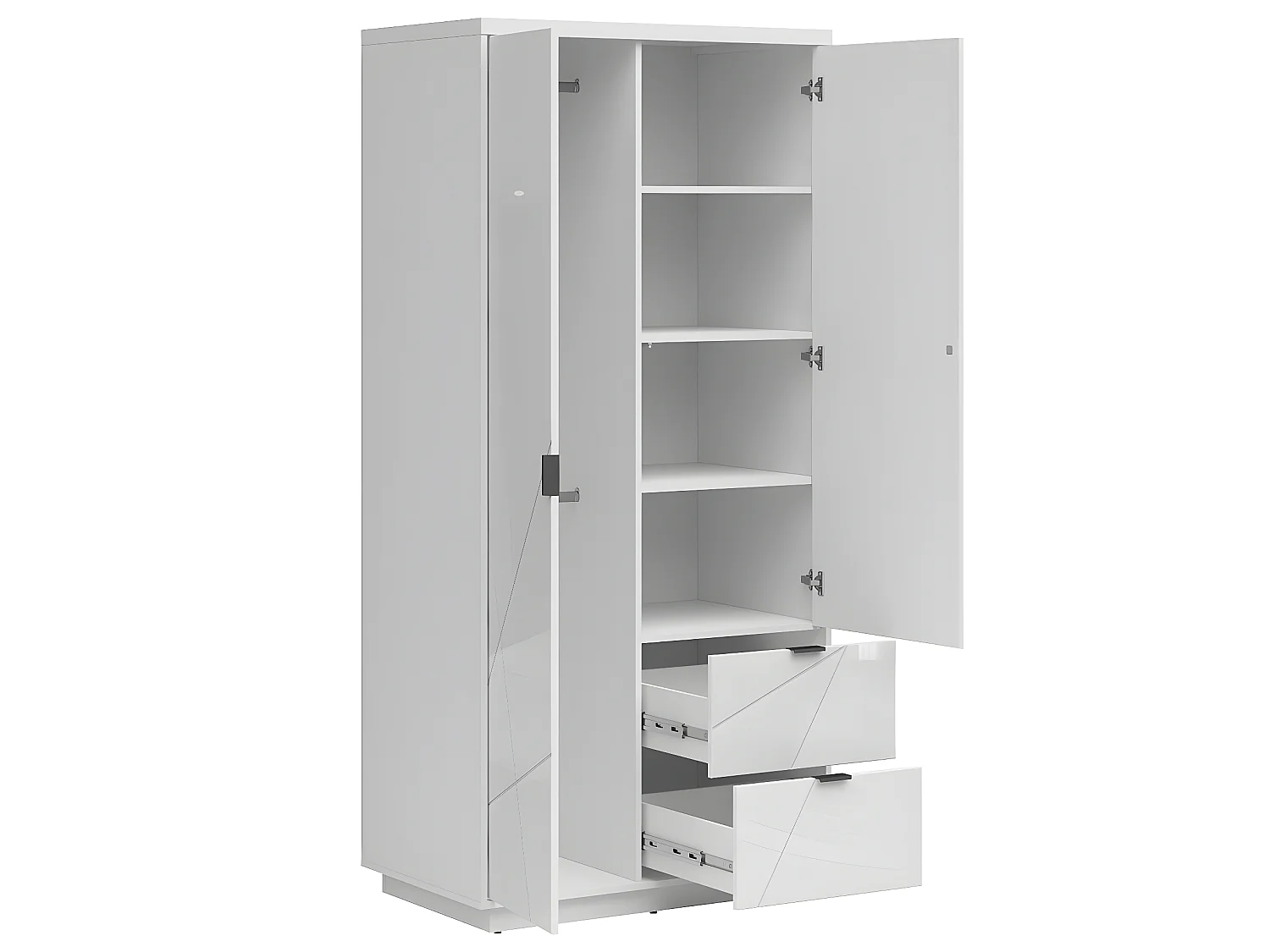 Armoire 2 portes 2 tiroirs Sven Blanc