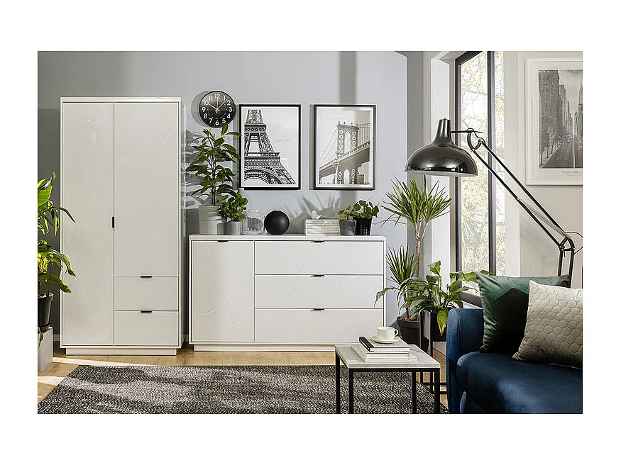 Armadio 2 ante 2 cassetti Sven bianco 201cm