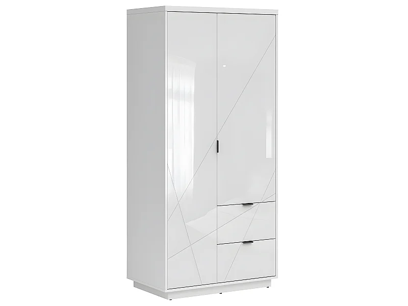 Armoire 2 portes 2 tiroirs Sven Blanc