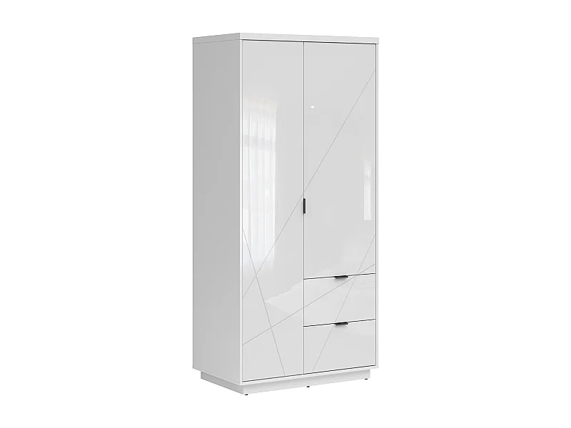 Armoire 2 portes 2 tiroirs Sven Blanc