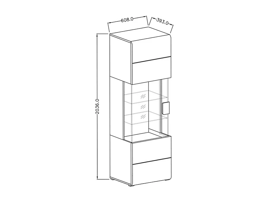 1-deurs vitrine met LED Jules White