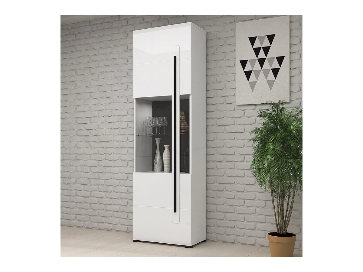 Vitrina 1 puerta con LED Louis Blanco