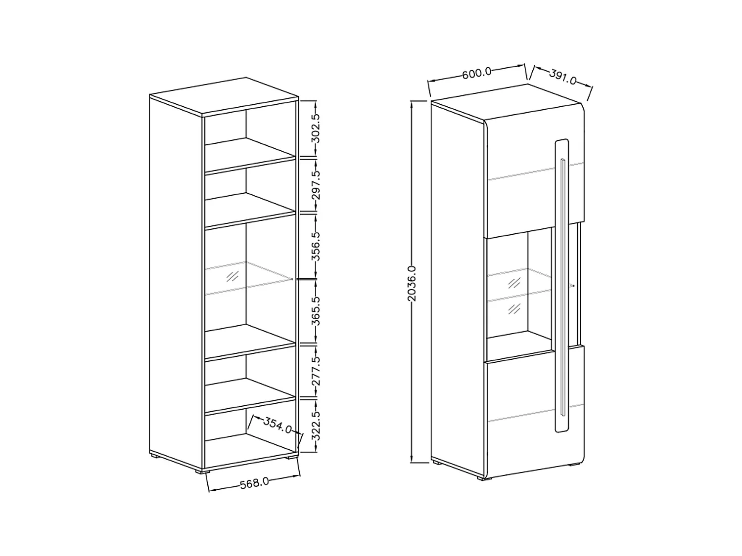 Vitrina 1 puerta con LED Louis Blanco
