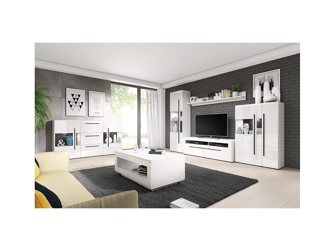 Vitrina 1 puerta con LED Louis Blanco