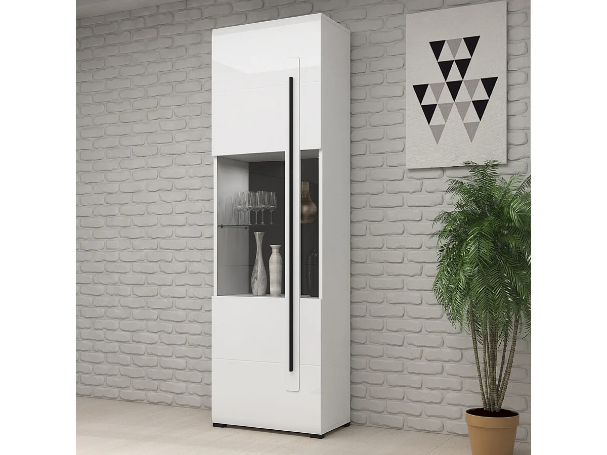 Vitrine 1 porte avec LED Louis Blanc