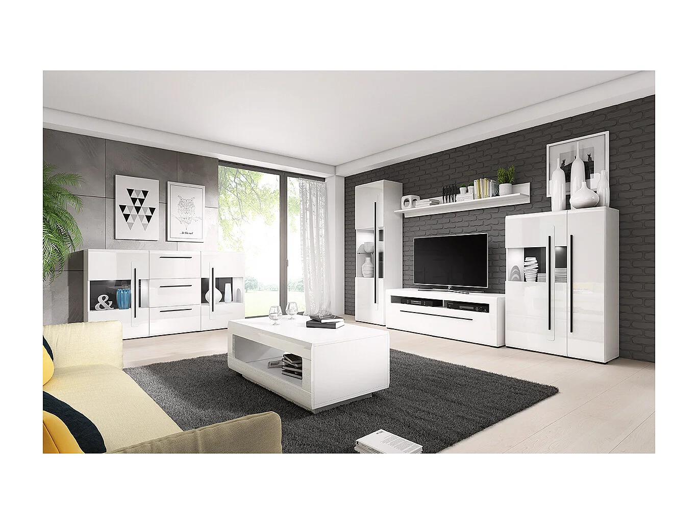 Vitrine 1 porte avec LED Louis Blanc