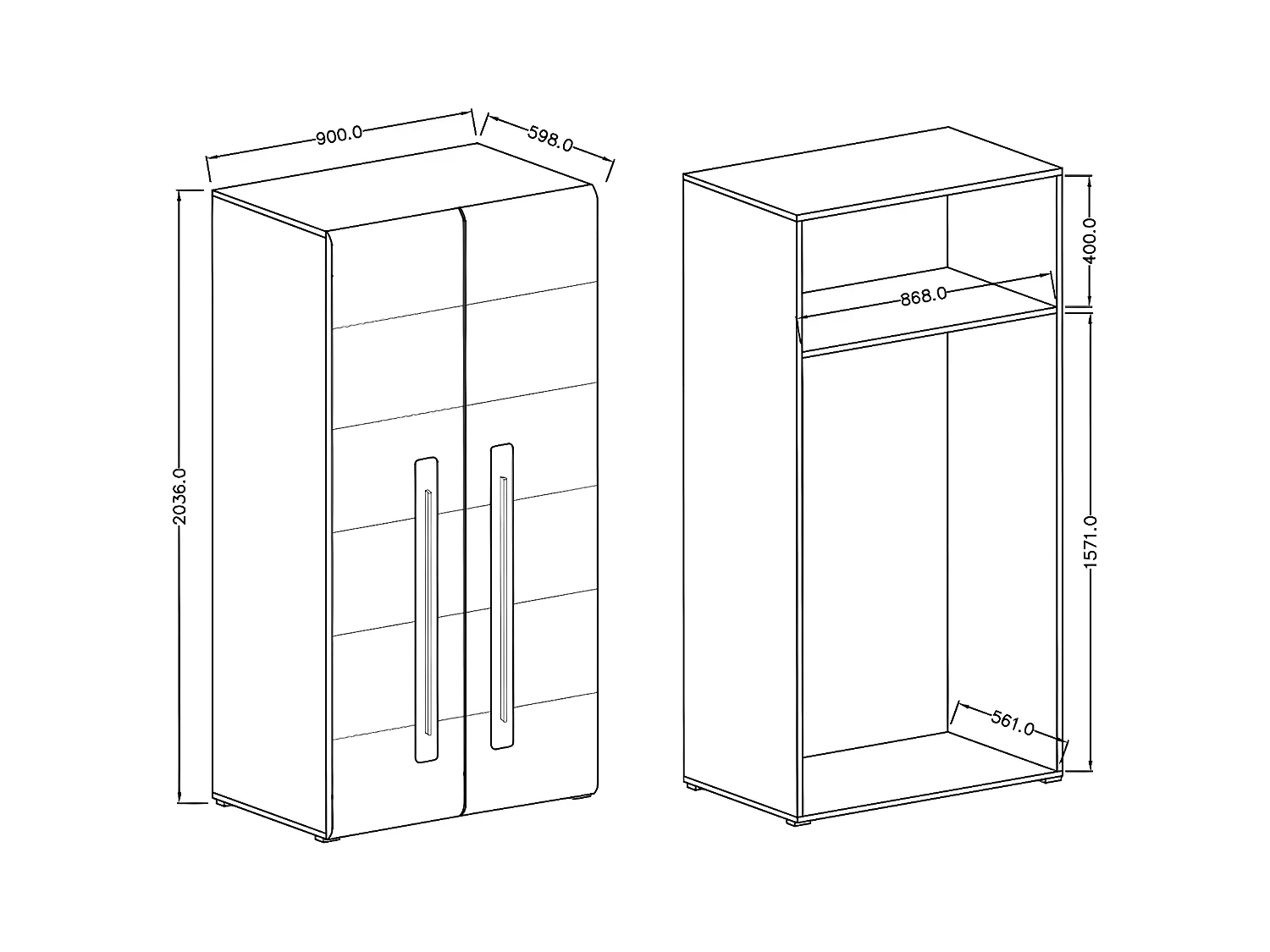Szafa TULSA 2D biała połysk