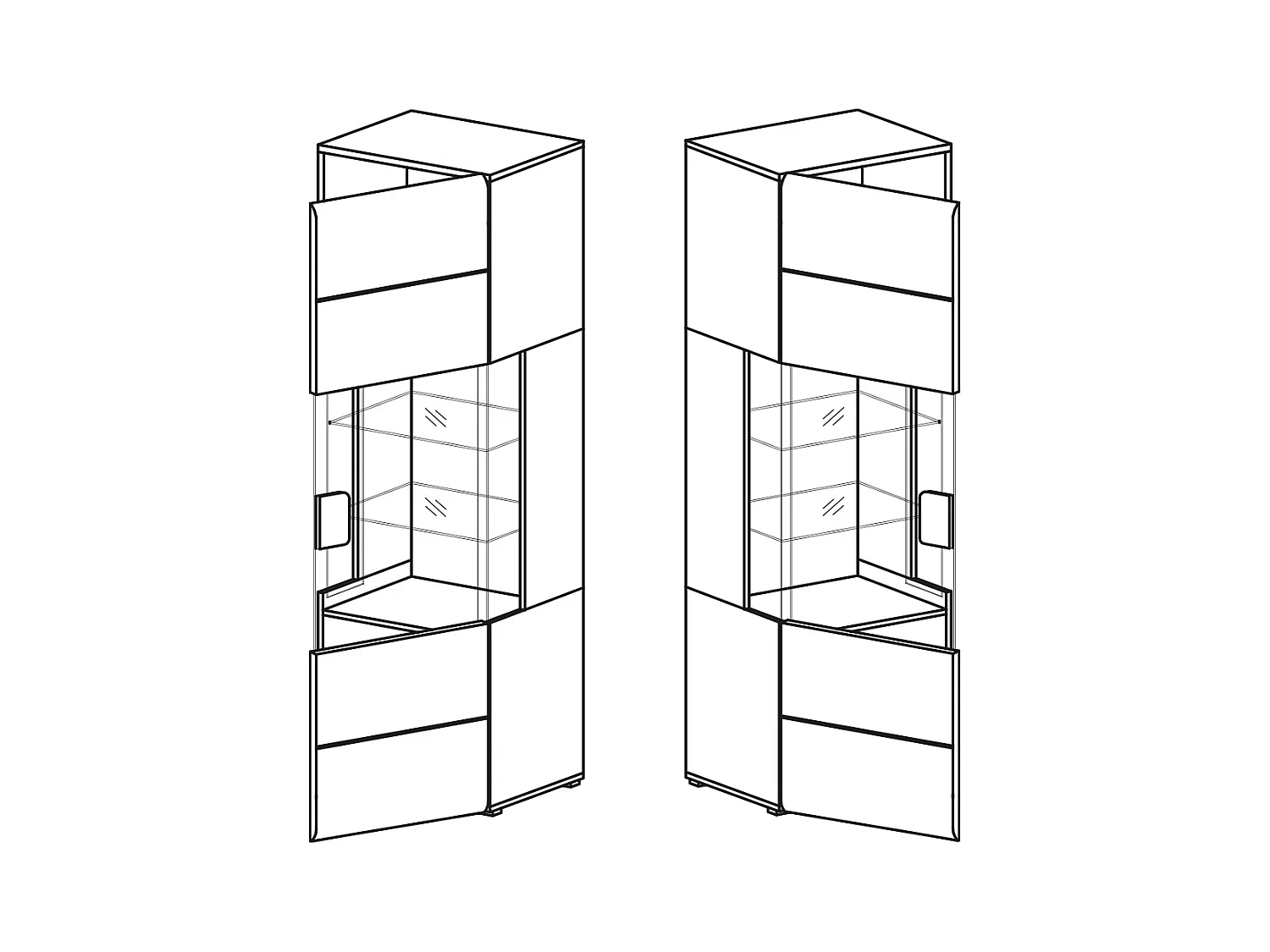1-deurs vitrinekast met LED Jules Grijs en Hout