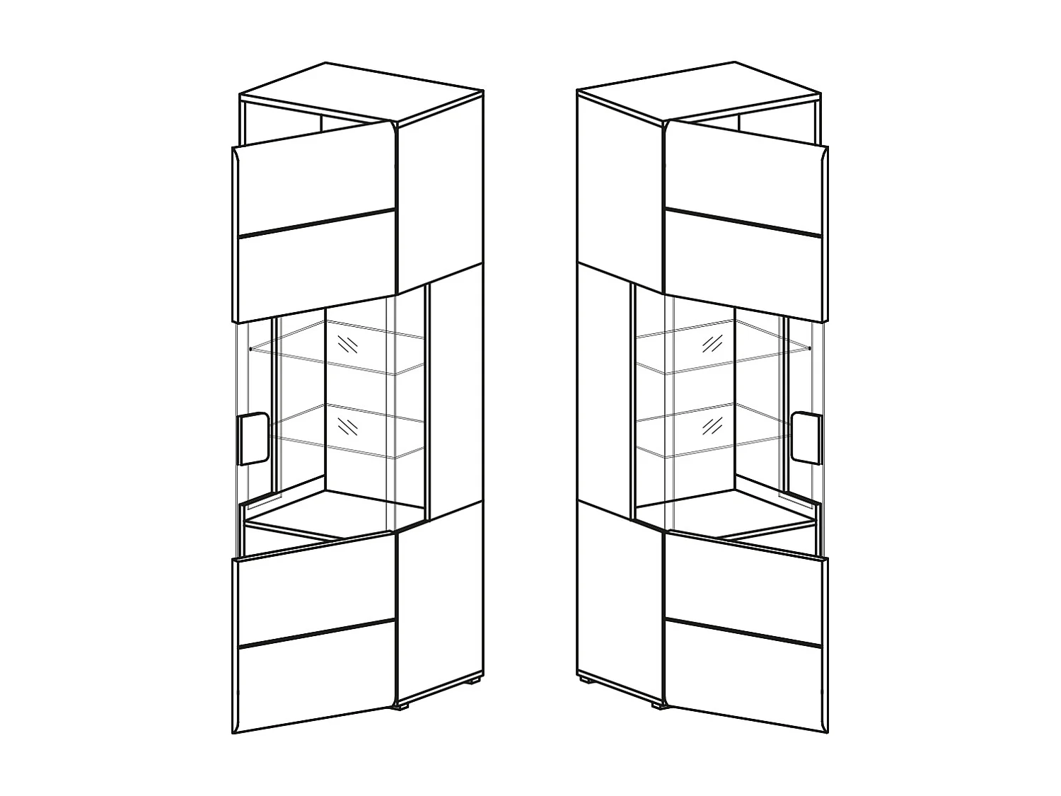 1-deurs vitrinekast met LED Jules Grijs en Hout