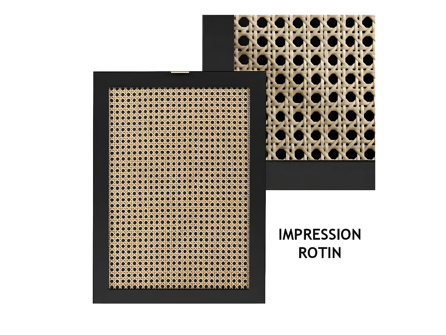 Mobile TV a 2 ante 2 sportelli stampa impagliatura e nero - L70 cm