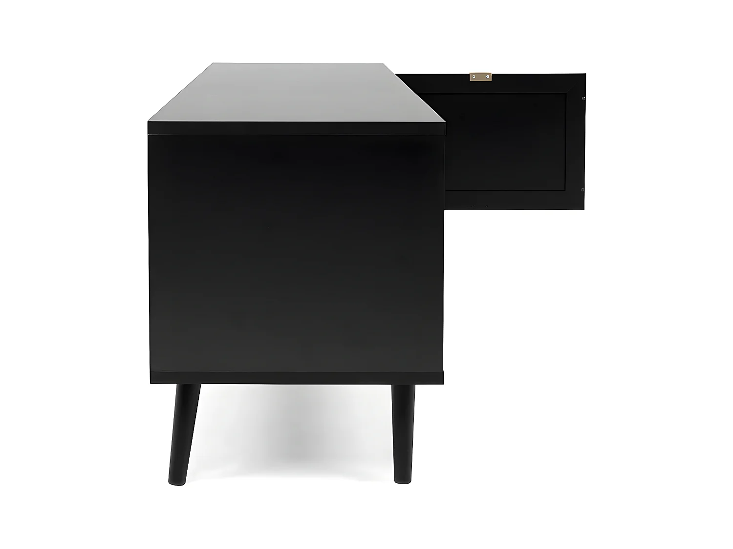 Mobile TV a 2 ante 2 sportelli stampa impagliatura e nero - L70 cm